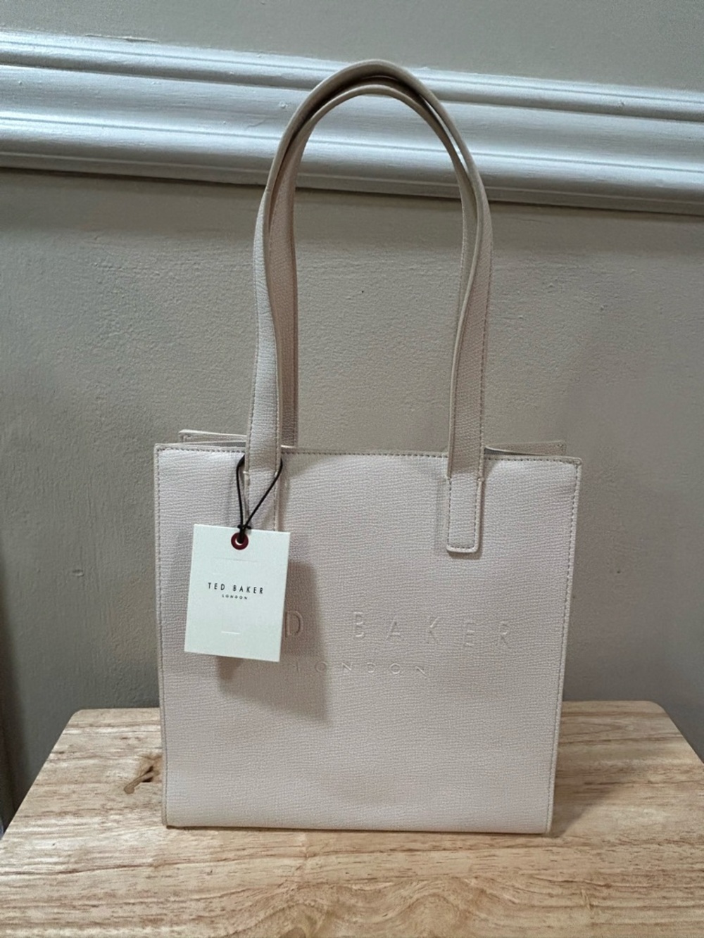 Ted Baker Cream Structured Leather Tote with Floral Charm - Picture 3 of 7
